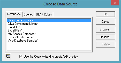 ODBC data source uses Ciiva Component Library