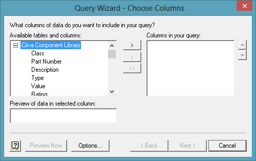 Choose the ODBC data source attributes